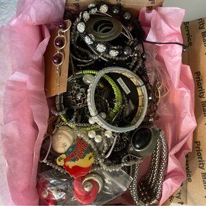 Big Vintage/Now Costume Jewelry Lot All Wearable 2 lbs Necklace Bracelet Mixed